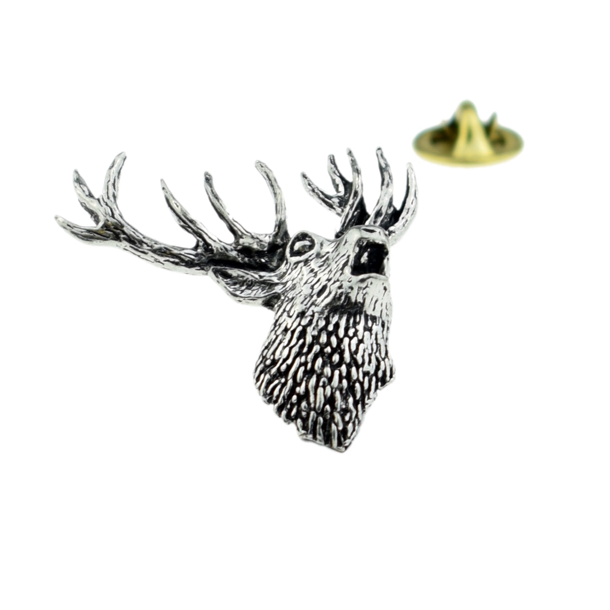 Roaring Stag English Pewter Lapel Pin Badge
