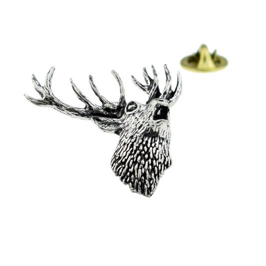 Roaring Stag English Pewter Lapel Pin Badge