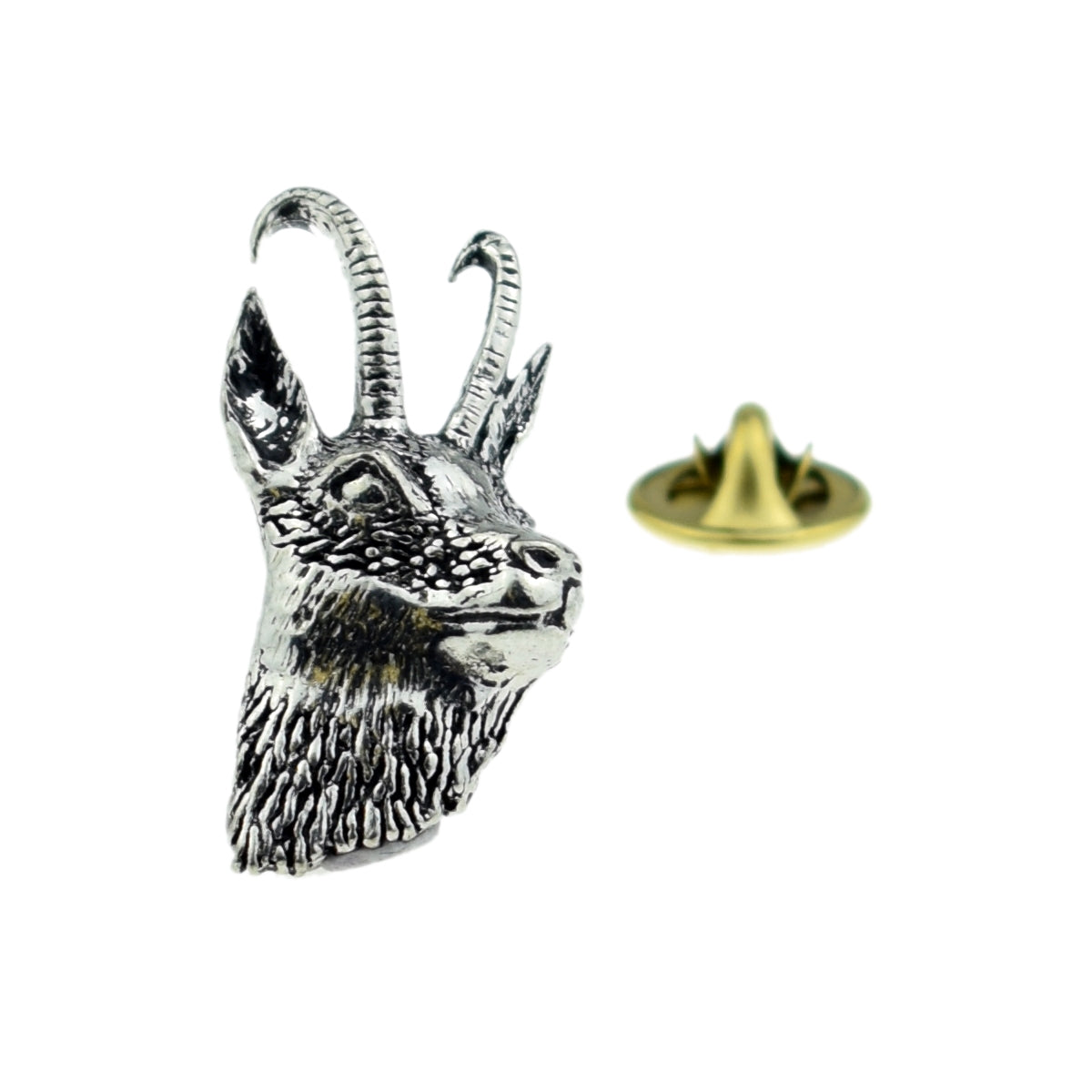Goats Head, Chamois GAMS English Pewter Lapel Pin Badge