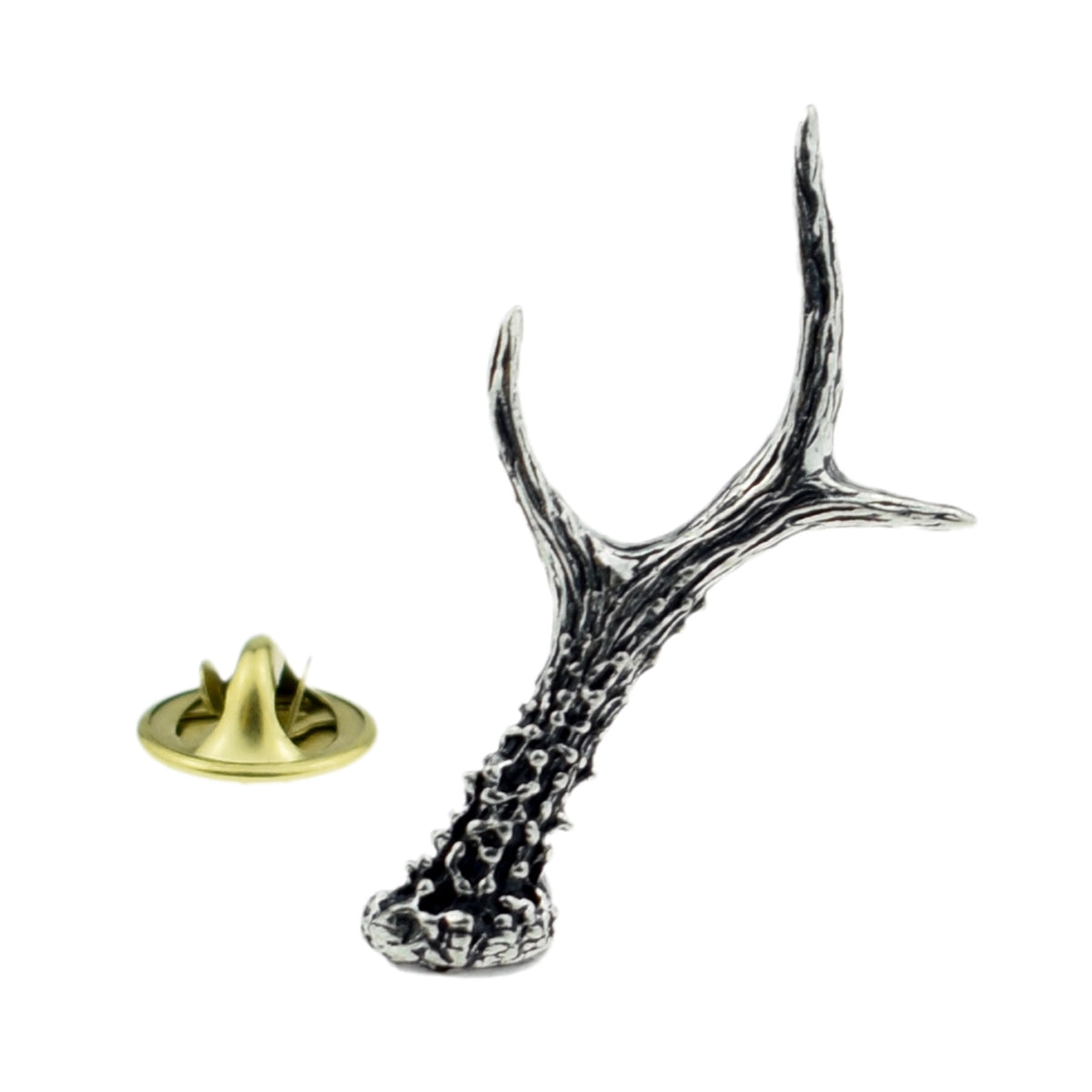 Roe Deer Antler English Pewter Lapel Pin Badge
