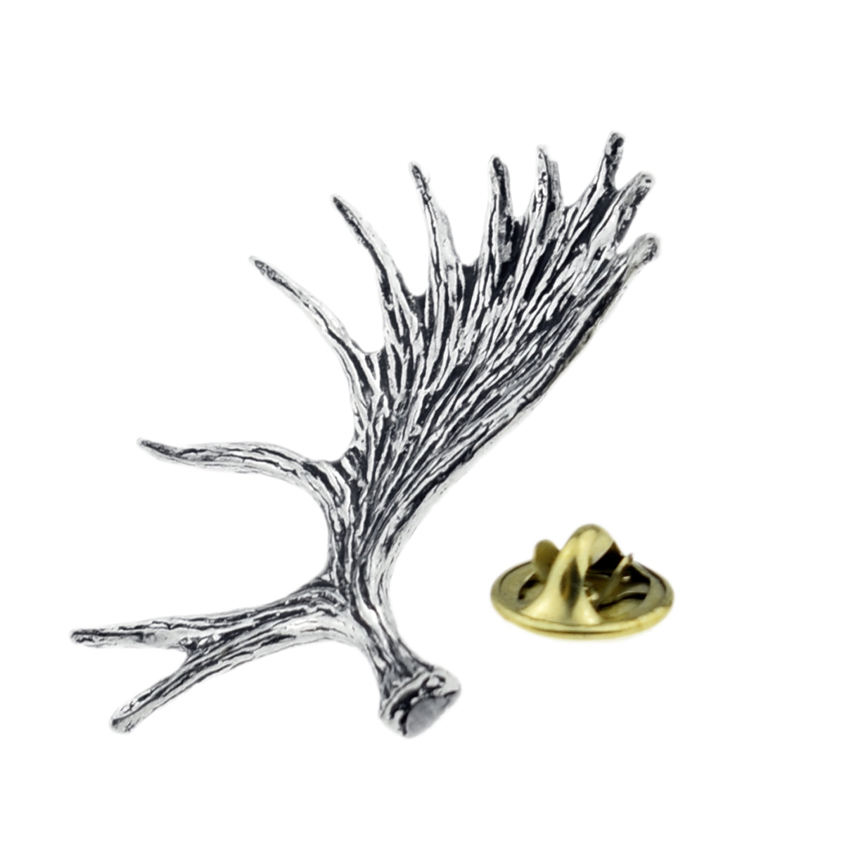 Moose Antler English Pewter Lapel Pin Badge