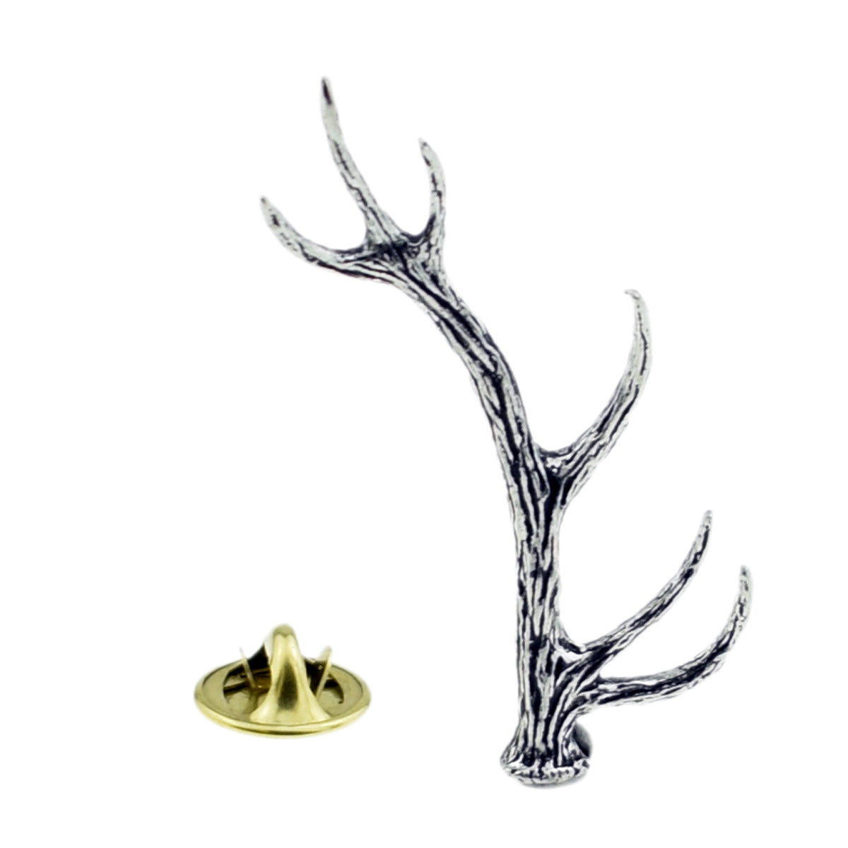 Red Stag Antler English Pewter Lapel Pin Badge