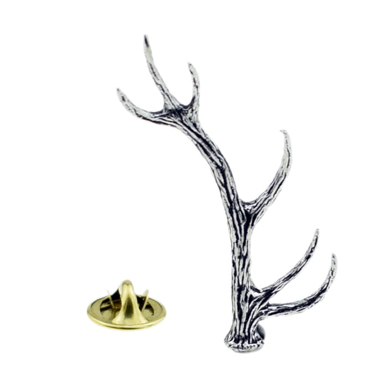 Red Stag Antler English Pewter Lapel Pin Badge