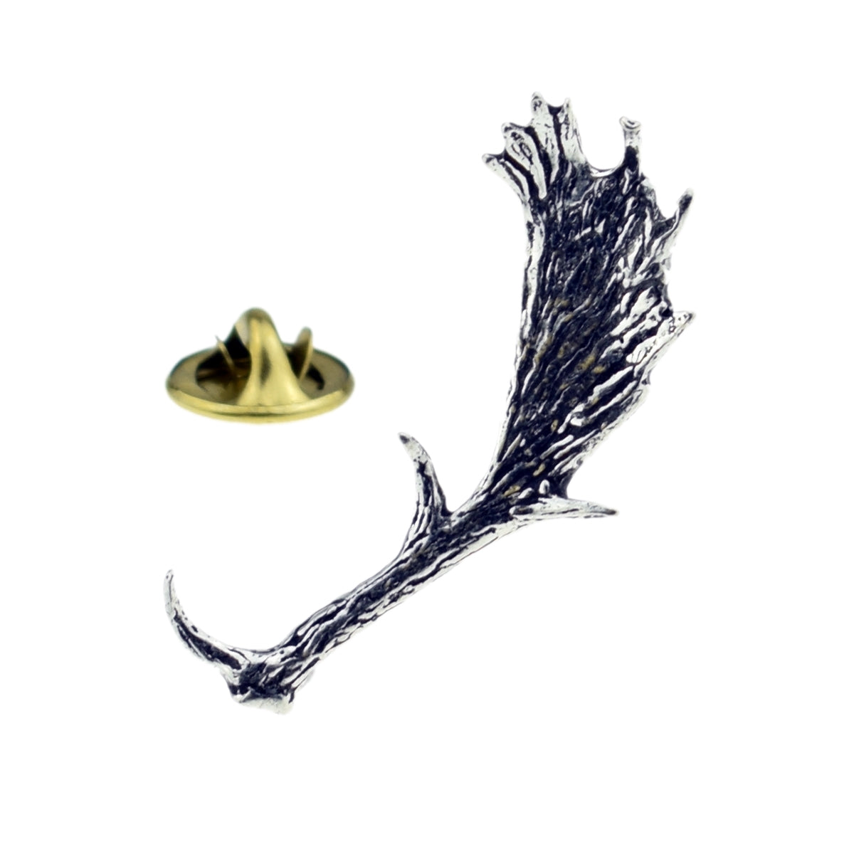 Fallow Deer Antler English Pewter Lapel Pin Badge