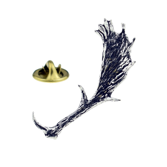 Fallow Deer Antler English Pewter Lapel Pin Badge