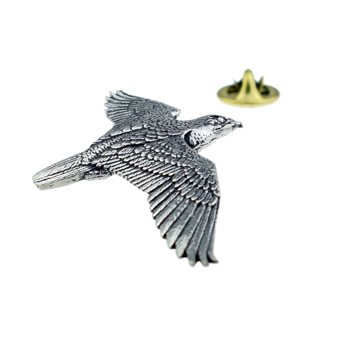 Swooping Falcon English Pewter Lapel Pin Badge