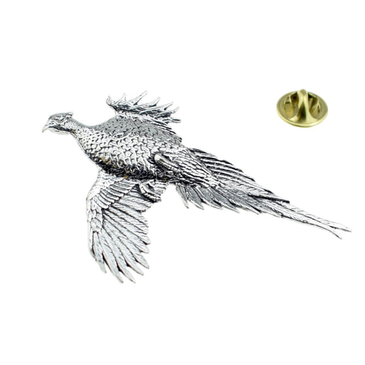 Large Pheasant English Pewter Lapel Pin Badge