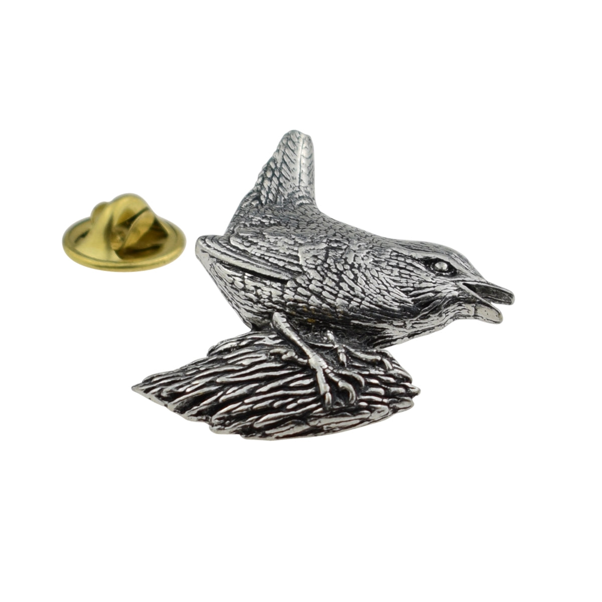 Wren Bird English Pewter Lapel Pin Badge