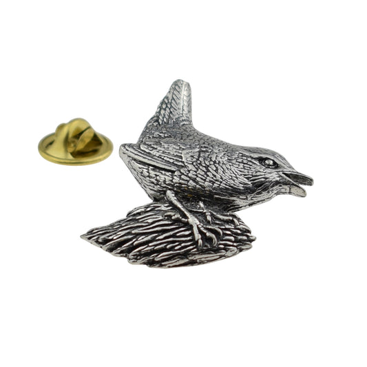 Wren Bird English Pewter Lapel Pin Badge