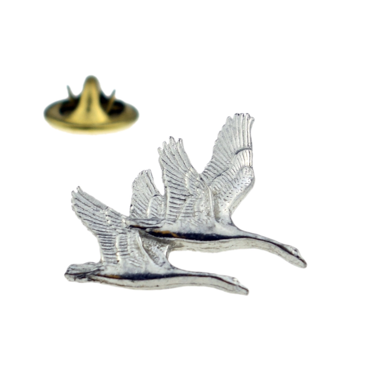 Swan Birds English Pewter Lapel Pin Badge