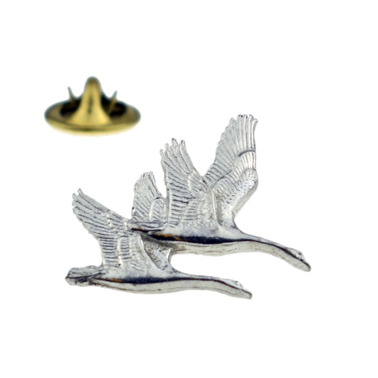 Swan Birds English Pewter Lapel Pin Badge