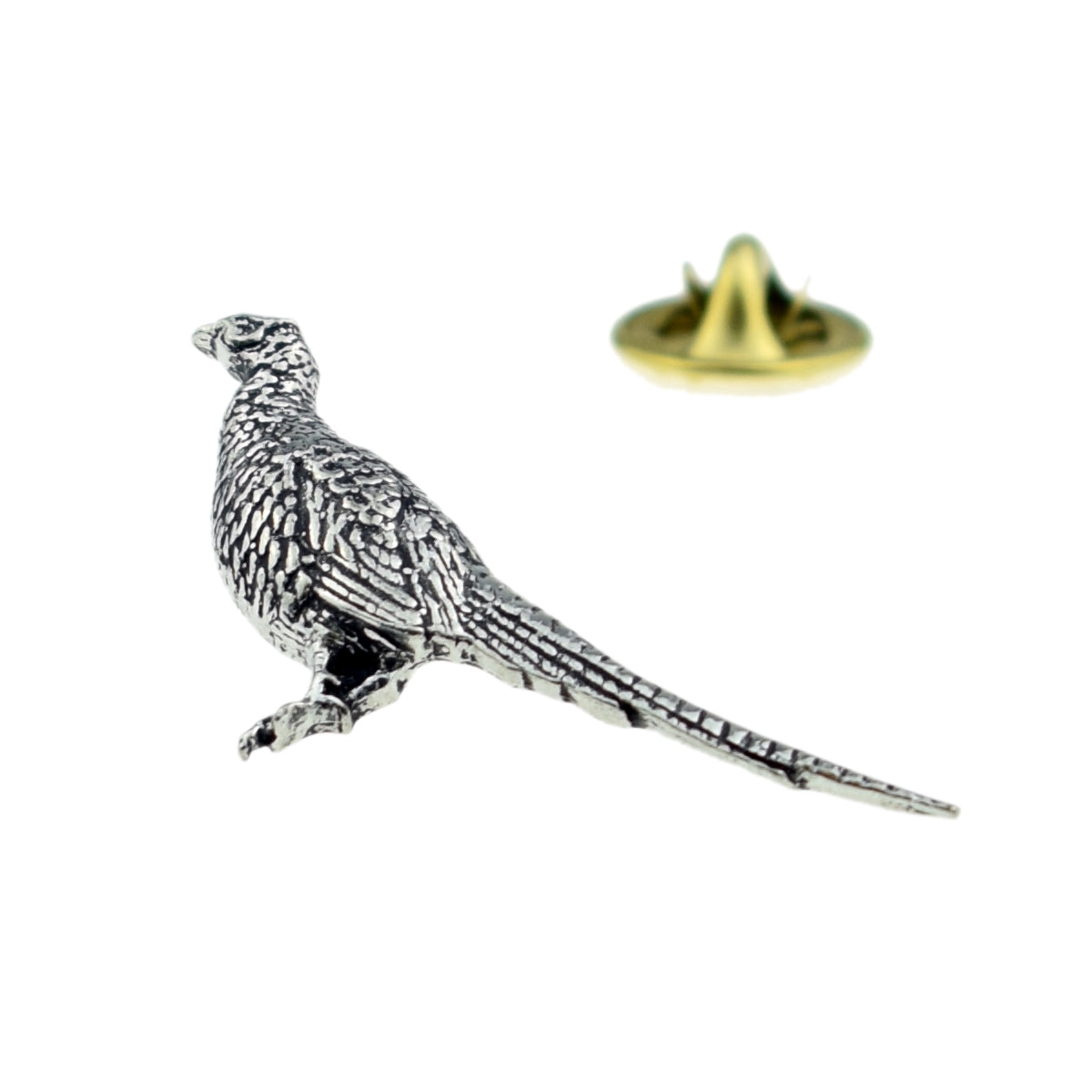 Standing Pheasant Bird English Pewter Lapel Pin Badge