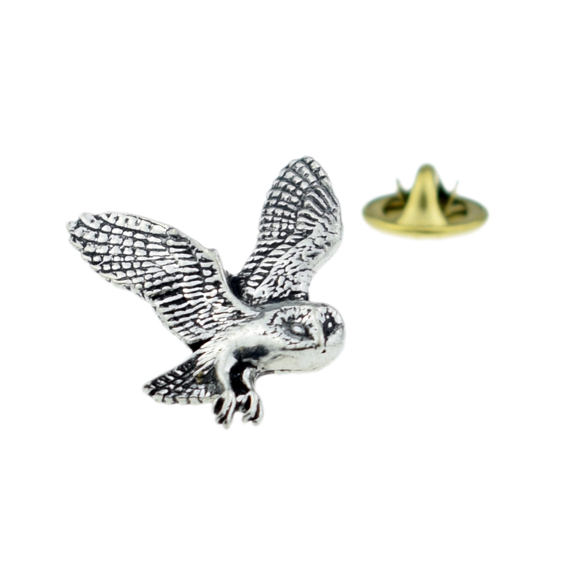 Barn Owl English Pewter Lapel Pin Badge