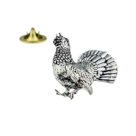 Scottish Capercaillie Bird English Pewter Lapel Pin Badge