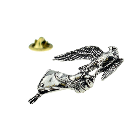 Falcon On Glove English Pewter Lapel Pin Badge