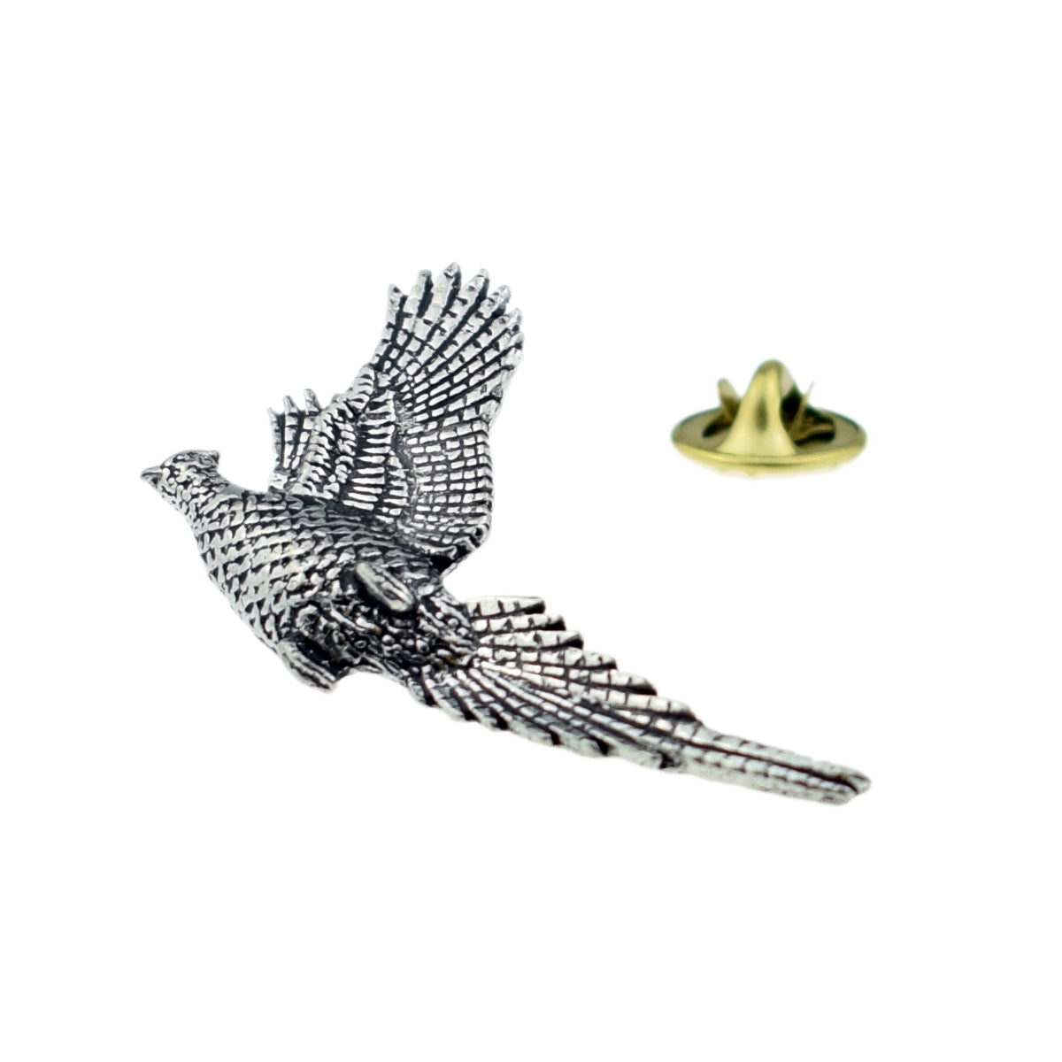 Rising Pheasant Bird English Pewter Lapel Pin Badge