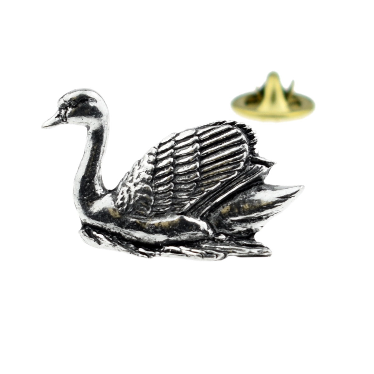 Swan English Pewter Lapel Pin Badge