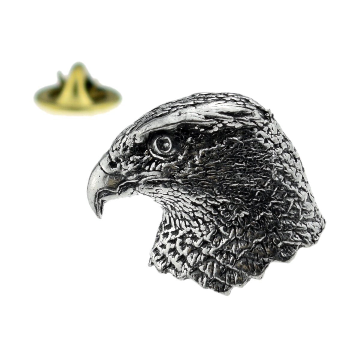 Hawks Head English Pewter Lapel Pin Badge – Birds of Prey Collectors ...