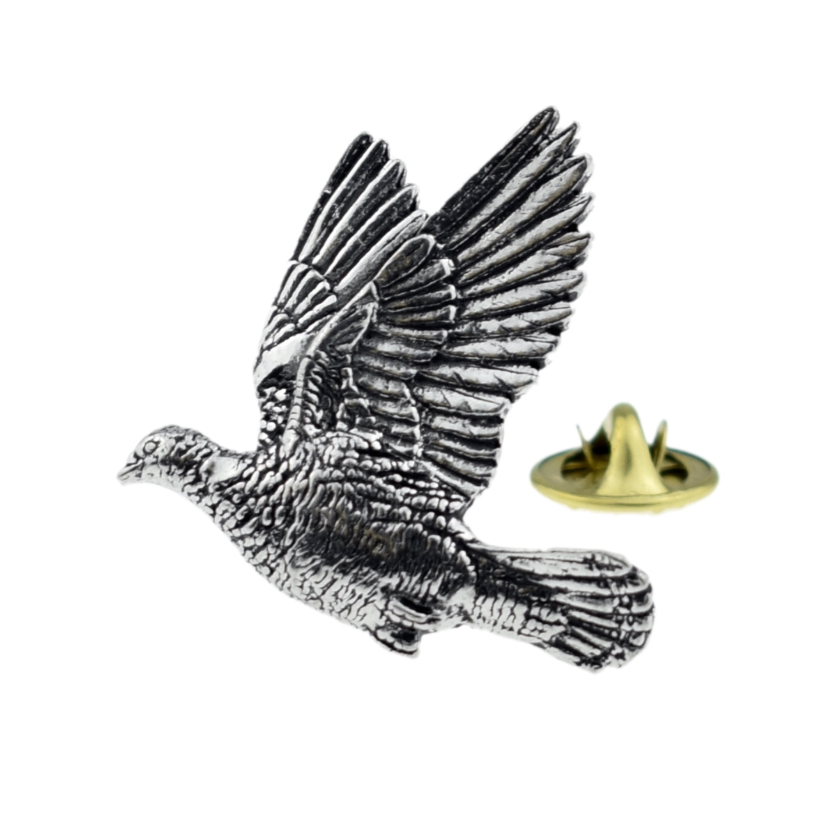 Woodpigeon Bird English Pewter Lapel Pin Badge