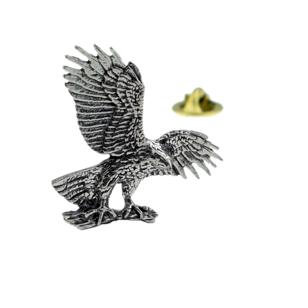 Hawk Eagle Falcon Bird English Pewter Lapel Pin Badge