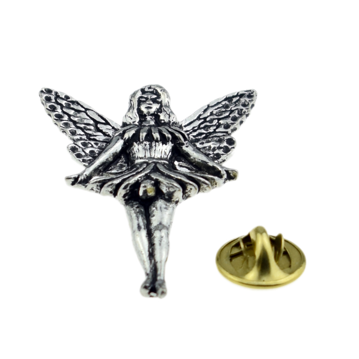 Standing Fairy English Pewter Lapel Pin Badge