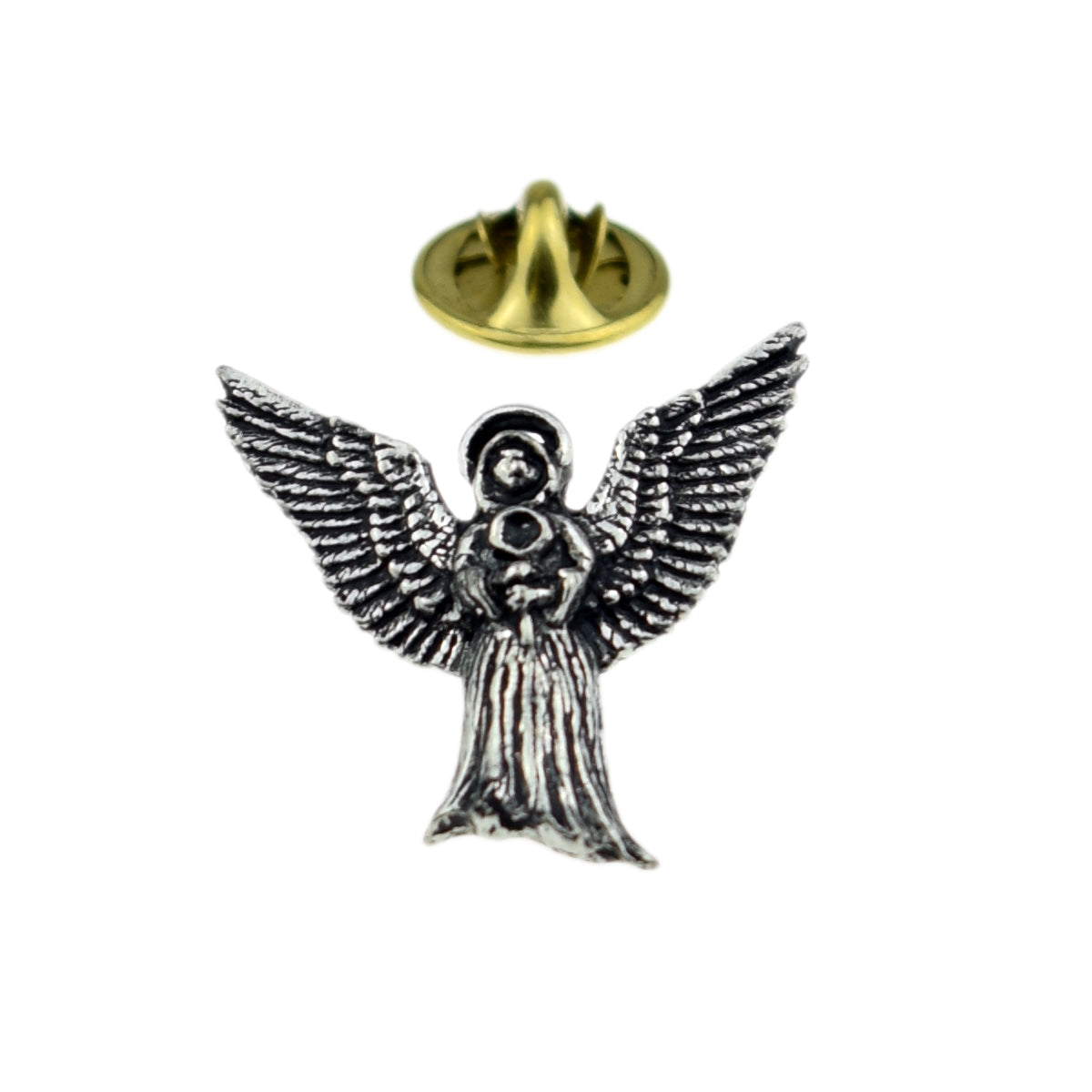 Flying Angel English Pewter Lapel Pin Badge
