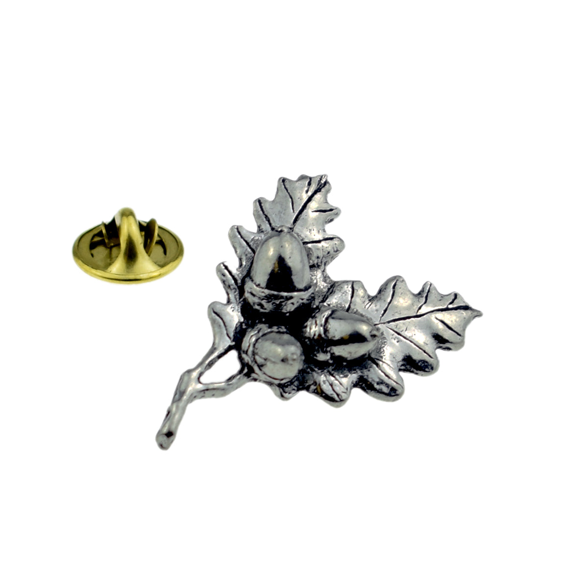 Acorn Oak Leaves Pewter Lapel Pin Badge