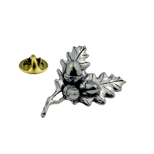 Acorn Oak Leaves Pewter Lapel Pin Badge