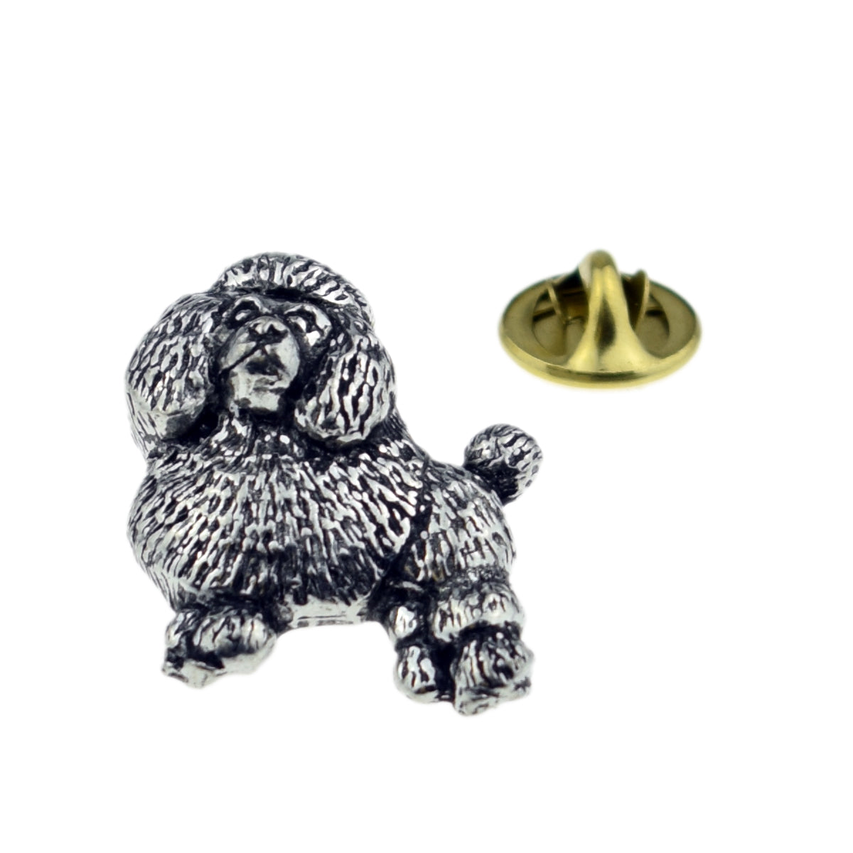 Poodle Dog Pewter Lapel Pin Badge