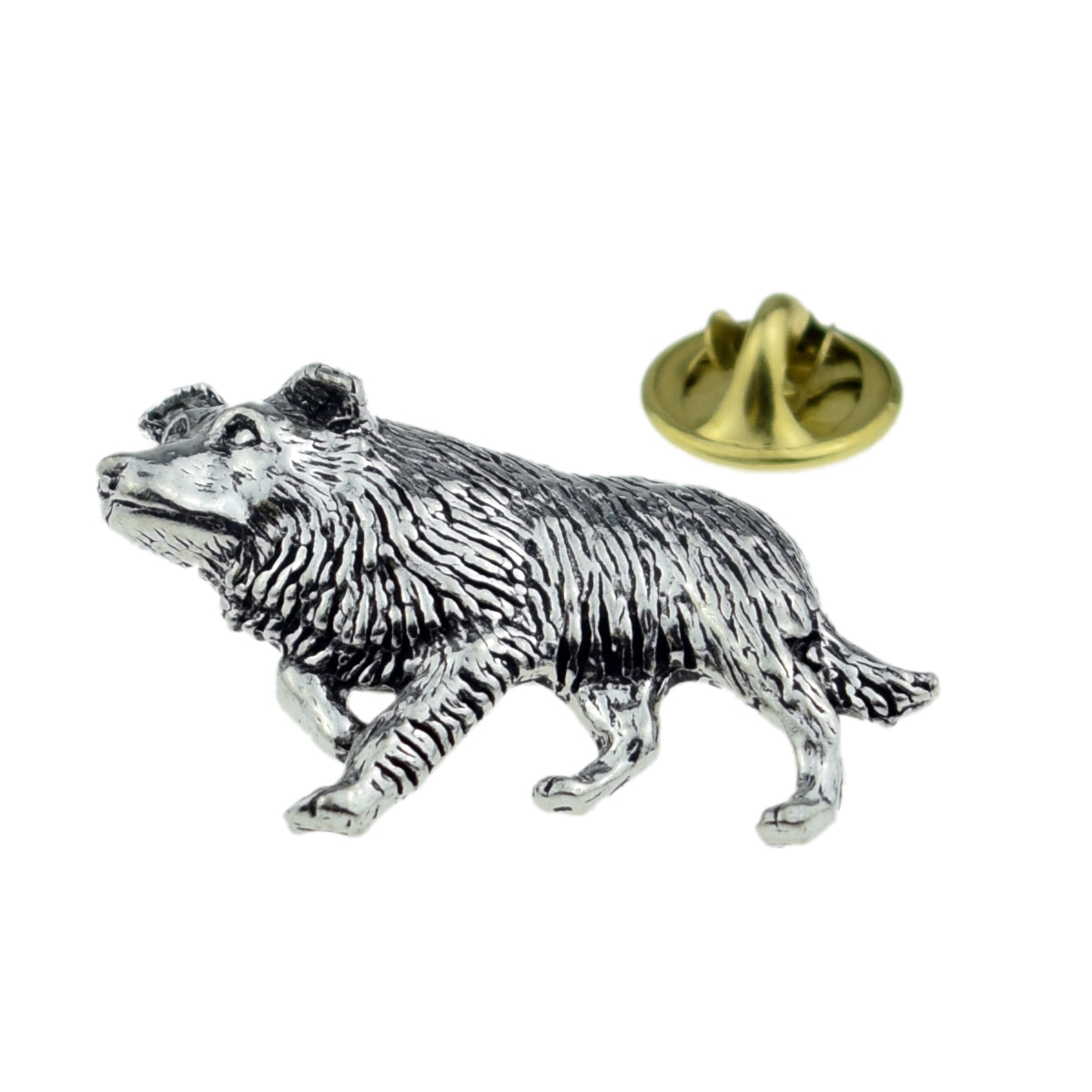 Border Collie, Dog. English Pewter Lapel Pin Badge