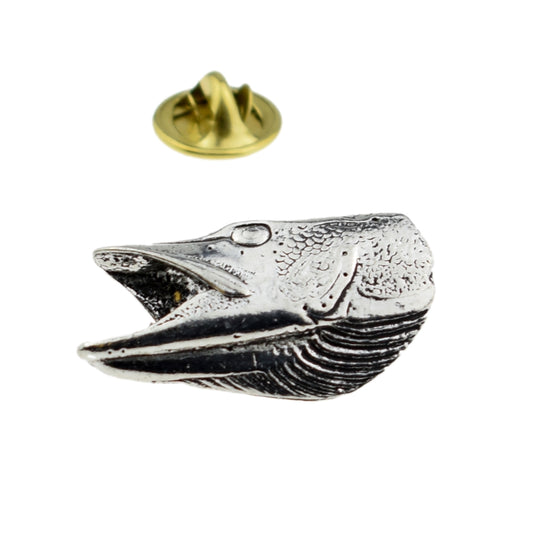 Pike's Head Fishing Pewter Lapel Pin Badge