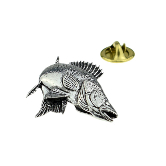 Zander / Walleye fish fishing English Pewter Lapel Pin Badge