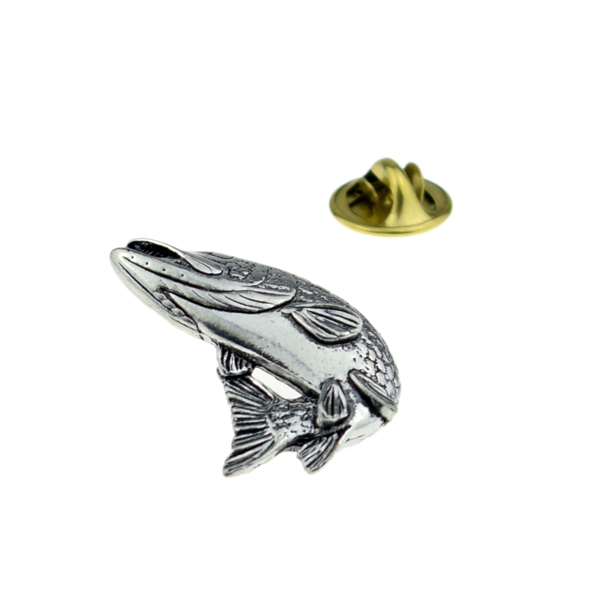 Turning Pike Fish Pewter Lapel Pin Badge