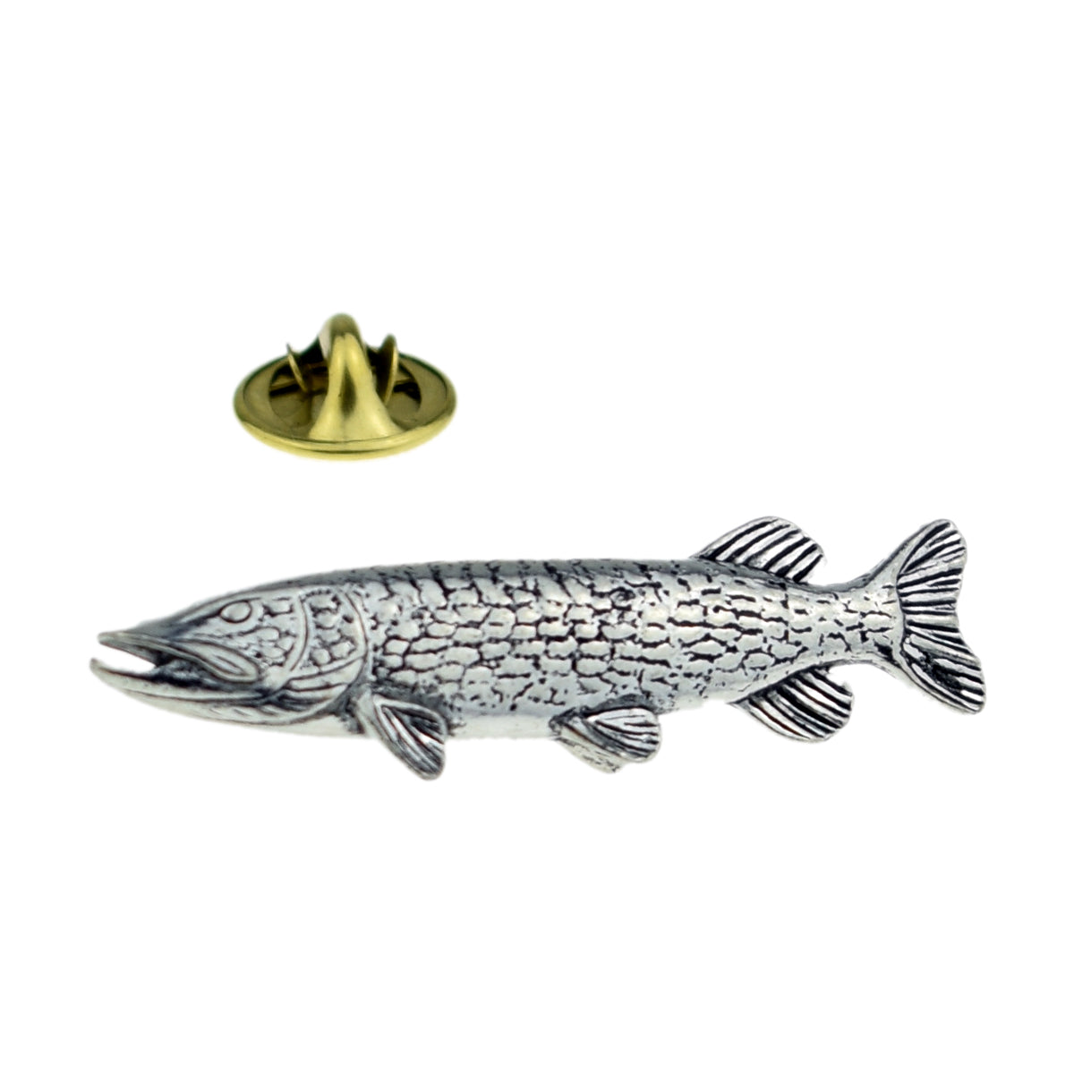 Pike Fish Pewter Lapel Pin Badge