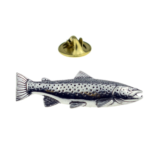 Brown Trout Fish Pewter Lapel Pin Badge