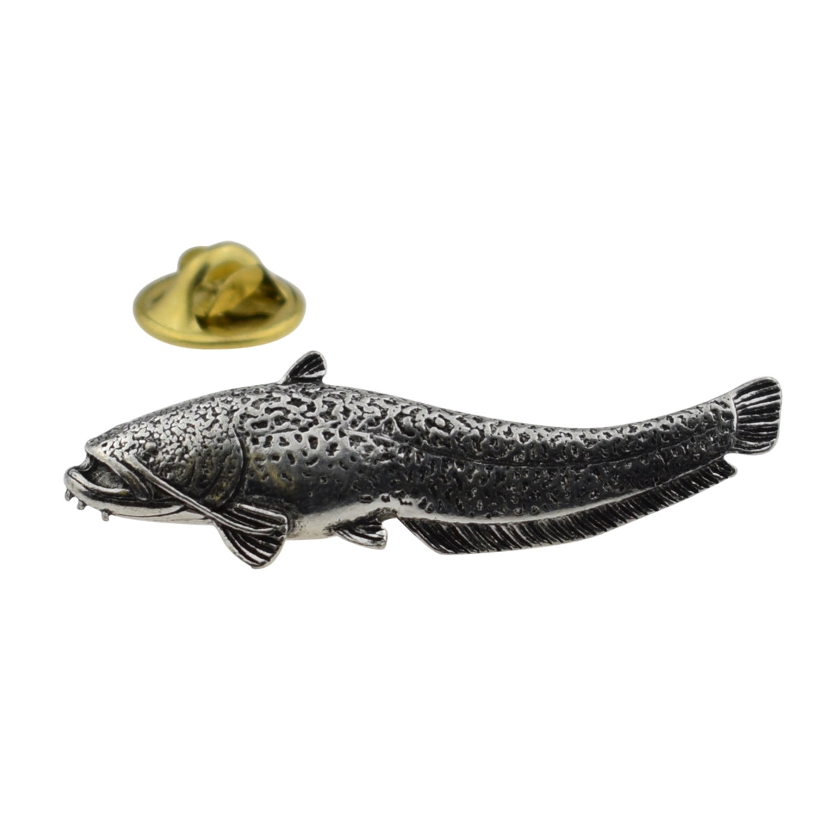 Wells Catfish fish fishing English Pewter Lapel Pin Badge