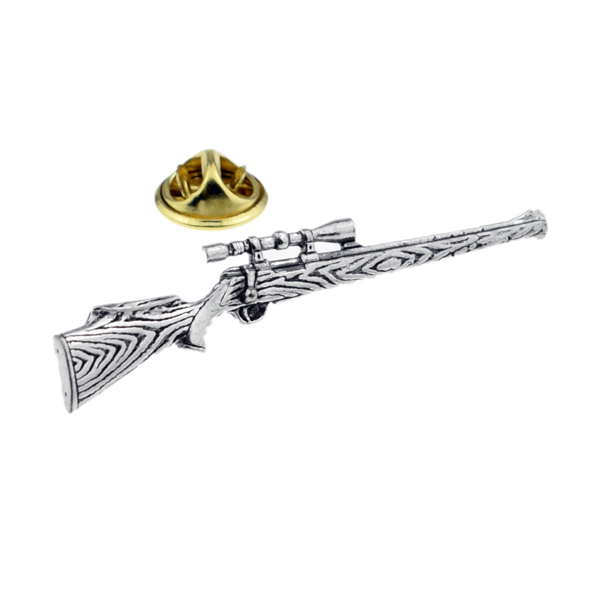 Hunting Rifle With Sight Gun Pewter Lapel Pin Badge