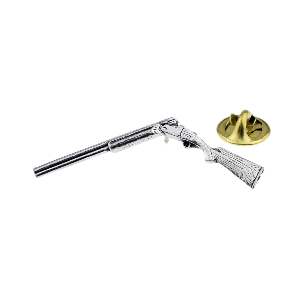 Broken SHOTGUN English Pewter Lapel Pin Badge