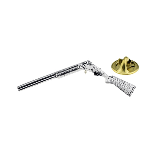 Broken SHOTGUN English Pewter Lapel Pin Badge