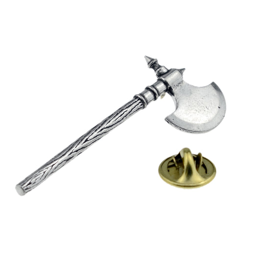 Roman Long Handle Battle Axe Pewter Lapel Pin Badge