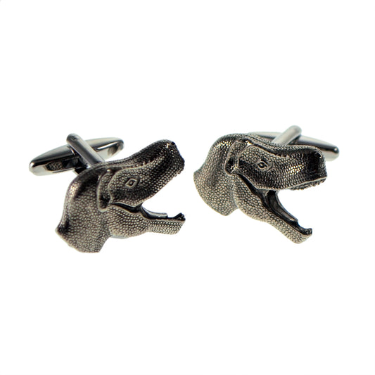 English Made T Rex Head Dinosaur Pewter Cufflinks | Ashton and Finch