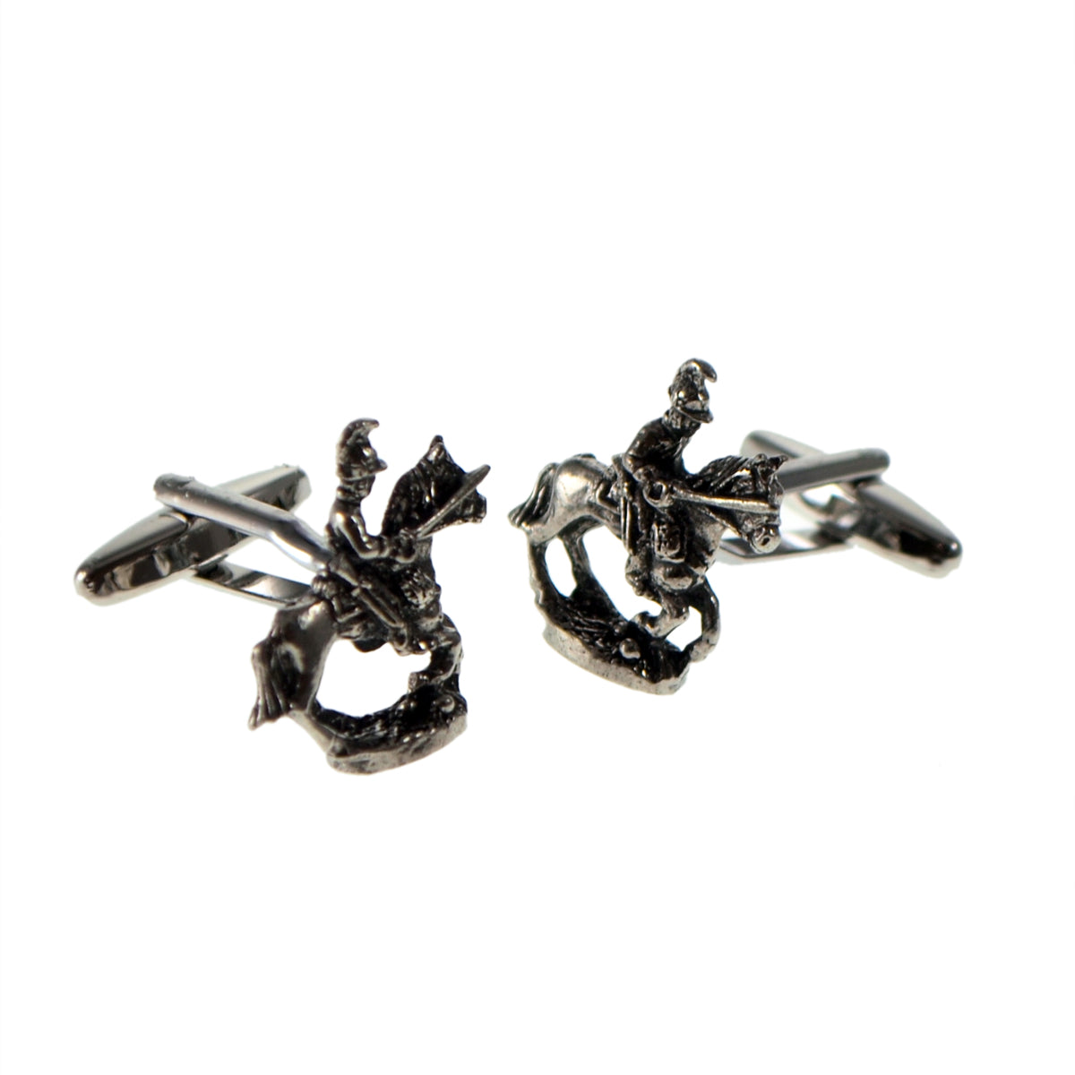 English Made Waterloo Cavalry Rider Pewter Cufflinks | Ashton and Finch