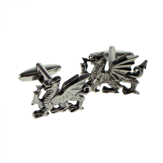 English Made Heraldic Welsh Dragon Pewter Cufflinks | Ashton and Finch