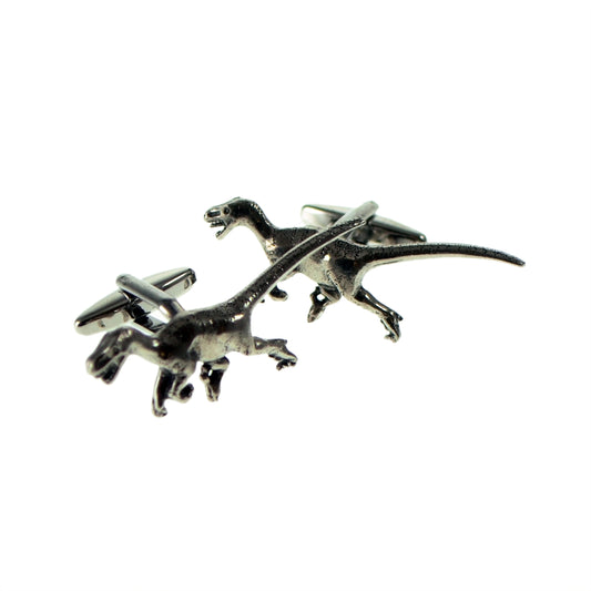 English Made Velociraptor Pewter Cufflinks | Ashton and Finch