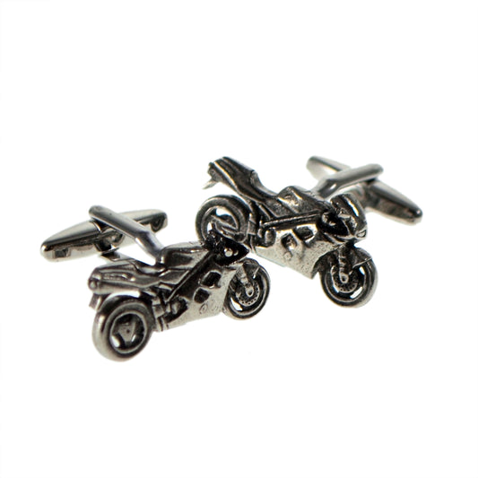 English Made Sport Bike Pewter Cufflinks | Ashton and Finch