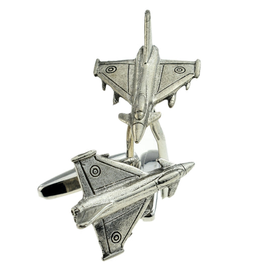 English Made Pewter Cufflinks Eurofighter Typhoon Aeroplane | Ashton and Finch