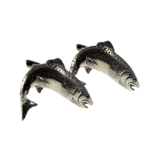 English Made Scottish Salmon Pewter Cufflinks | Ashton and Finch