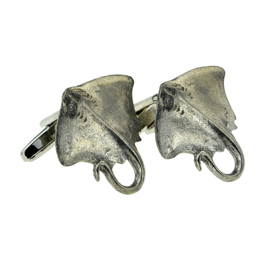 English Made Stingray Pewter Cufflinks | Ashton and Finch