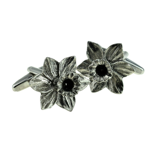 English Made Pewter Cufflinks Welsh Daffodil Flower | Ashton and Finch