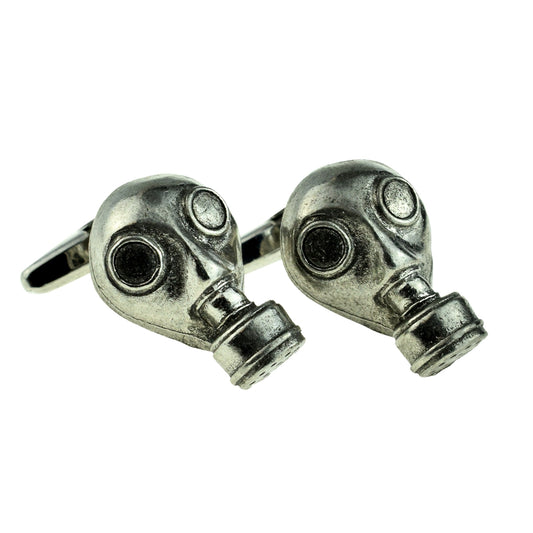 English Made Pewter Cufflinks Gas Mask Steam Punk | Ashton and Finch